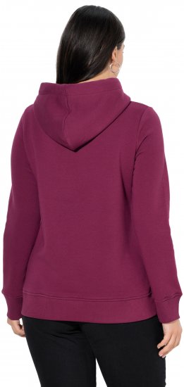Ulla Popken Relaxed Fit Long Sleeve Hoodie Dark Berry - Mikiny & mikiny bez kapucne - 