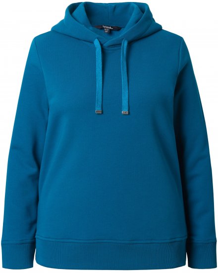 Ulla Popken Relaxed Fit Long Sleeve Hoodie Cerulean - Mikiny & mikiny bez kapucne - 