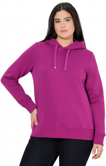 Ulla Popken Relaxed Fit Long Sleeve Hoodie Berry - Mikiny & mikiny bez kapucne - 