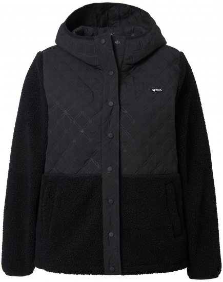 Ulla Popken Mixed Texture Hoodie Black - Mikiny & mikiny bez kapucne - 