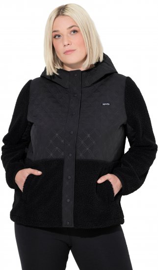 Ulla Popken Mixed Texture Hoodie Black - Mikiny & mikiny bez kapucne - 