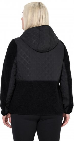 Ulla Popken Mixed Texture Hoodie Black - Mikiny & mikiny bez kapucne - 