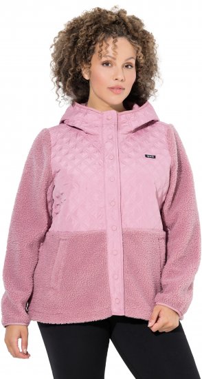 Ulla Popken Mixed Texture Hoodie Wildberry - Mikiny & mikiny bez kapucne - 