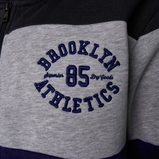 Kam Jeans 7083 Zip Thru Cut & Saw Brooklyn Hoodie Jet Black - Mikiny & mikiny bez kapucne - Mikiny & Mikiny s Kapucňou 2XL-12XL
