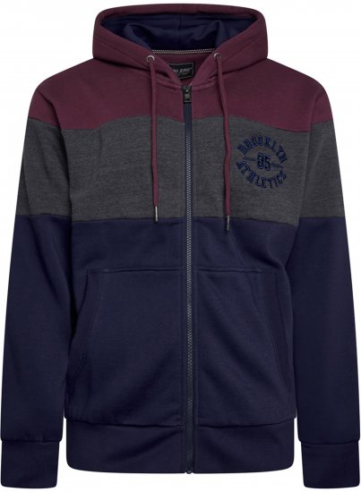 Kam Jeans 7083 Zip Thru Cut & Saw Brooklyn Hoodie Fig - Mikiny & mikiny bez kapucne - Mikiny & Mikiny s Kapucňou 2XL-12XL