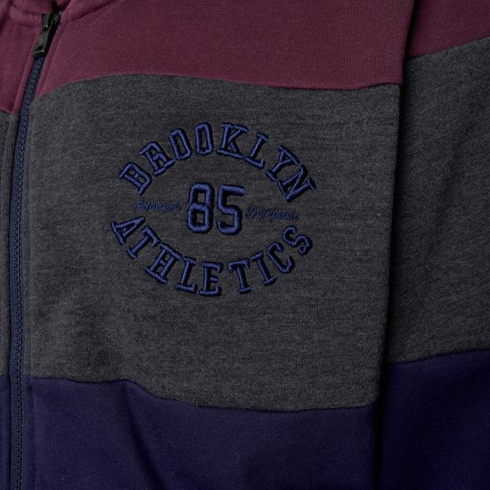 Kam Jeans 7083 Zip Thru Cut & Saw Brooklyn Hoodie Fig - Mikiny & mikiny bez kapucne - Mikiny & Mikiny s Kapucňou 2XL-12XL