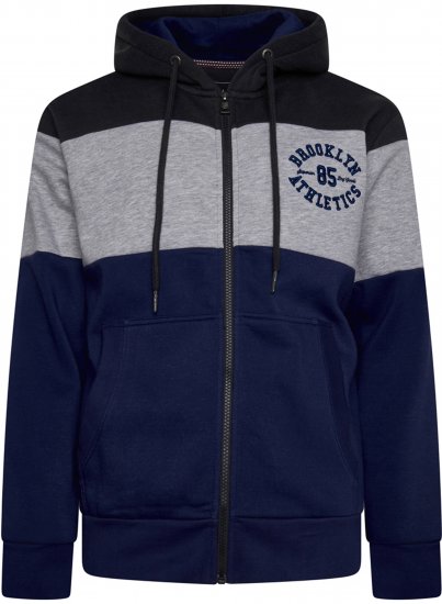 Kam Jeans 7083 Zip Thru Cut & Saw Brooklyn Hoodie Jet Black - Mikiny & mikiny bez kapucne - Mikiny & Mikiny s Kapucňou 2XL-12XL