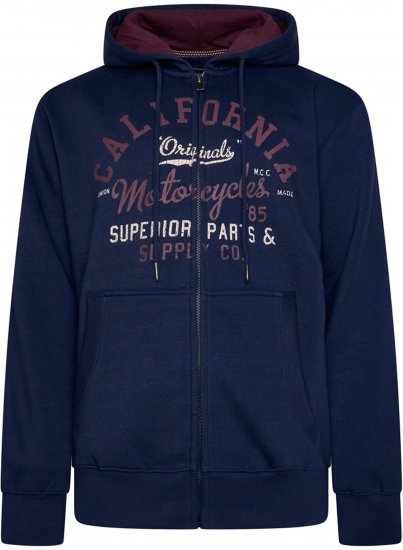 Kam Jeans 7085 Californai Zip Thru Hoodie Navy - Mikiny & mikiny bez kapucne - Mikiny & Mikiny s Kapucňou 2XL-12XL