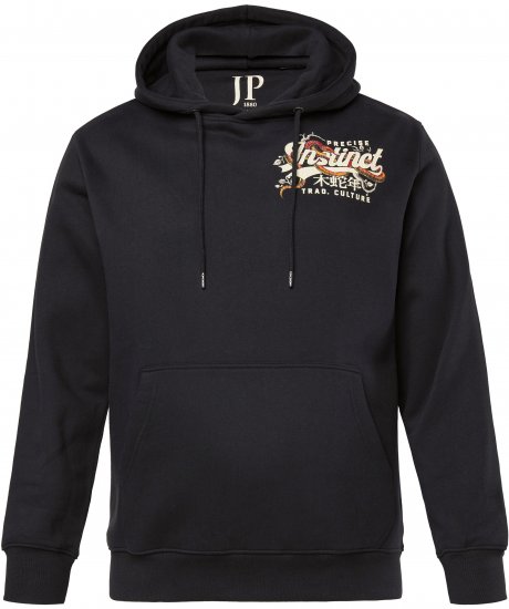 JP1880 Hoodie Breast Print Instinct Black - Mikiny & mikiny bez kapucne - Mikiny & Mikiny s Kapucňou 2XL-12XL