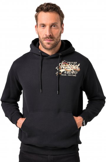 JP1880 Hoodie Breast Print Instinct Black - Mikiny & mikiny bez kapucne - Mikiny & Mikiny s Kapucňou 2XL-12XL