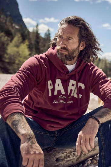 JP1880 Hoodie with Embroidery Aubergine - Mikiny & mikiny bez kapucne - Mikiny & Mikiny s Kapucňou 2XL-12XL