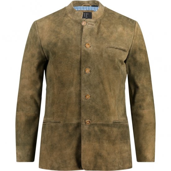 JP1880 Traditional Jacket Janker Goat Suede Brown - Bundy - Bundy Nadmerné Veľkosti 2XL-8XL