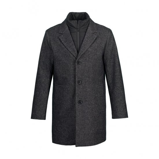 JP1880 Coat Wool Blend Quilted Insert Black - Bundy - Bundy Nadmerné Veľkosti 2XL-8XL