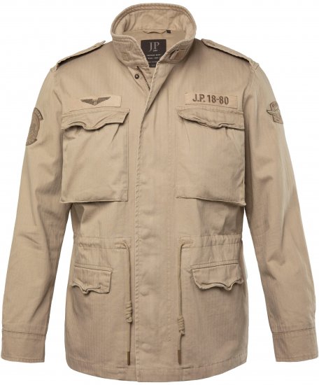 JP1880 Field Jacket with Badges Vintage Look Dark Beige - Bundy - Bundy Nadmerné Veľkosti 2XL-8XL
