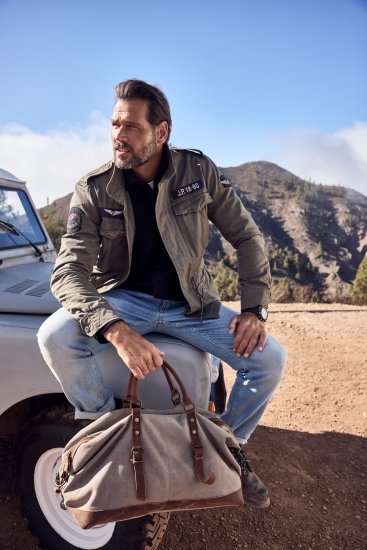 JP1880 Field Jacket with Badges Vintage Look Moss Green - Bundy - Bundy Nadmerné Veľkosti 2XL-8XL