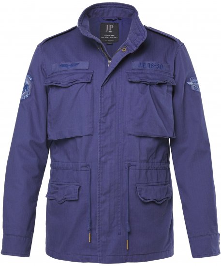 JP1880 Field Jacket with Badges Vintage Look Light Azure Blue - Bundy - Bundy Nadmerné Veľkosti 2XL-8XL