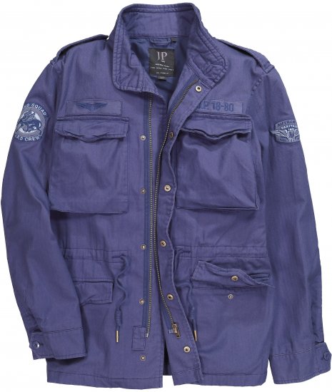 JP1880 Field Jacket with Badges Vintage Look Light Azure Blue - Bundy - Bundy Nadmerné Veľkosti 2XL-8XL