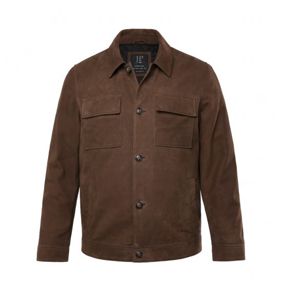 JP1880 Leather Jacket Nubuck Shirt Collar Brown - Bundy - Bundy Nadmerné Veľkosti 2XL-8XL