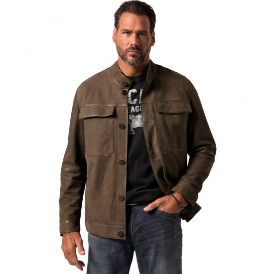 JP1880 Leather Jacket Lambskin Suede Brown - Bundy - Bundy Nadmerné Veľkosti 2XL-8XL