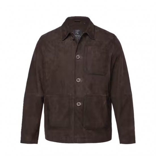 JP1880 Leather Jacket Goat Suede Shirt Collar Dark Brown - Bundy - Bundy Nadmerné Veľkosti 2XL-8XL