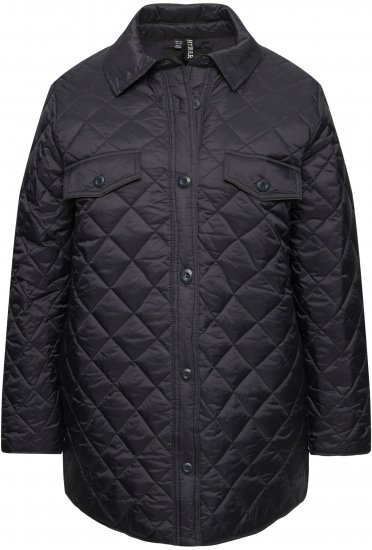 Ulla Popken Quilted Water Repellent Shirt Jacket Black - Bundy - 