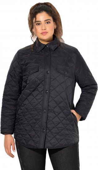Ulla Popken Quilted Water Repellent Shirt Jacket Black - Bundy - 