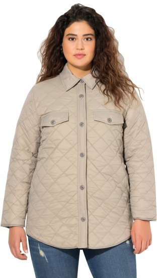 Ulla Popken Quilted Water Repellent Shirt Jacket Medium Grey - Bundy - 