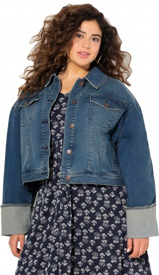 Ulla Popken Wide Cuff Denim Jacket Blue Denim - Bundy - 