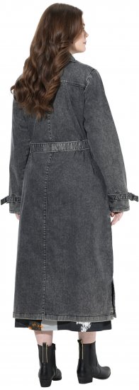 Ulla Popken Denim Acid Wash Trench Coat Grey Denim - Bundy - 