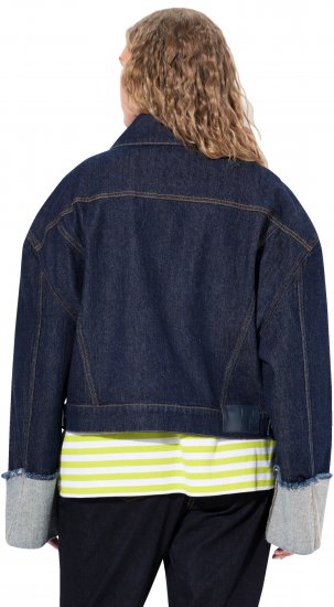 Ulla Popken Stretch Fit Cropped Denim Jacket Rinsed Wash - Bundy - 