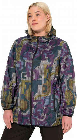 Ulla Popken Abstract Print Lightweight Rain Jacket Mixed Colors - Bundy - 