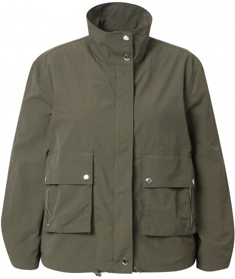 Ulla Popken Cargo Style Elastic Hem Jacket Olive Grey - Bundy - 