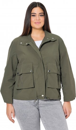 Ulla Popken Cargo Style Elastic Hem Jacket Olive Grey - Bundy - 