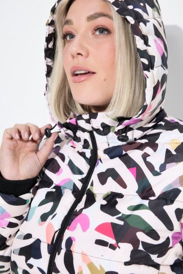 Ulla Popken HYPRAR Water-Repellent Allover Print Jacket Pale Beige - Bundy - Dámske bundy vo veľkých veľkostiach