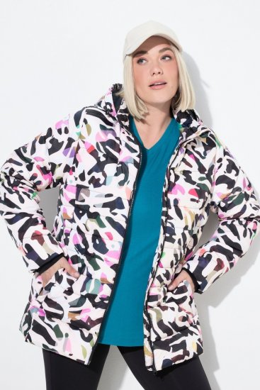 Ulla Popken HYPRAR Water-Repellent Allover Print Jacket Pale Beige - Bundy - Dámske bundy vo veľkých veľkostiach