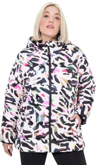 Ulla Popken HYPRAR Water-Repellent Allover Print Jacket Pale Beige - Bundy - 