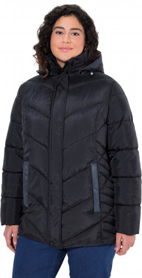 Ulla Popken HYPRAR Reflective Detail Quilted Jacket Black - Bundy - 