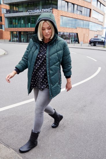 Ulla Popken HYPRAR Reflective Detail Quilted Jacket Dark Green - Bundy - 