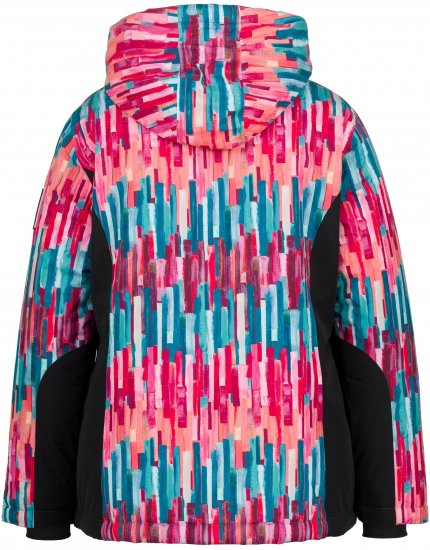 Ulla Popken HYPRAR Graphic Stripe Fully Lined Ski Jacket Teal - Bundy - 