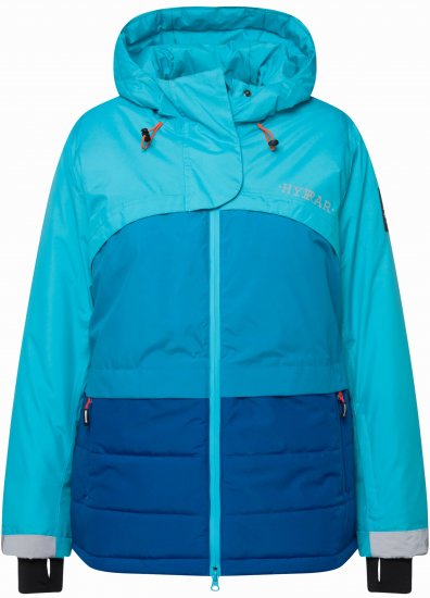 Ulla Popken HYPRAR Colorblock Fully Lined Ski Jacket Bright Turquoise - Bundy - 