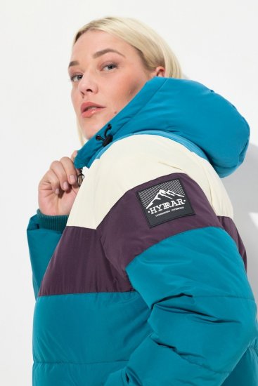 Ulla Popken HYPRAR Striped Triple Function Fully Lined Quilted Jacket Dark Petrol - Bundy - Dámske bundy vo veľkých veľkostiach