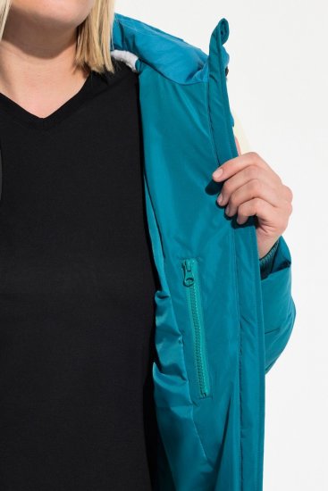 Ulla Popken HYPRAR Striped Triple Function Fully Lined Quilted Jacket Dark Petrol - Bundy - Dámske bundy vo veľkých veľkostiach