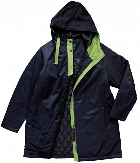 Ulla Popken HYPRAR Triple Function Contrast Trim Quilted Lining Jacket Navy - Bundy - 