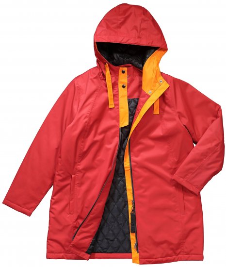 Ulla Popken HYPRAR Triple Function Contrast Trim Quilted Lining Jacket Salsa Red - Bundy - 