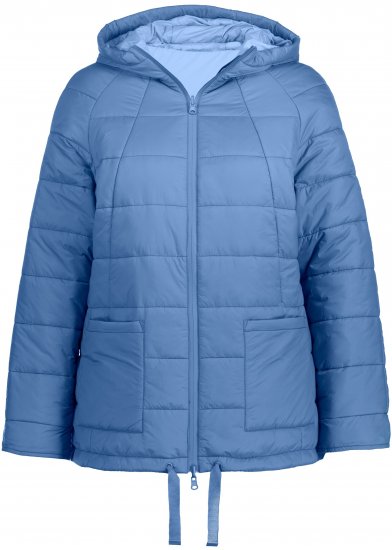 Ulla Popken Reversible Butterfly Print Fully Lined Quilted Jacket Blue Denim - Bundy - 