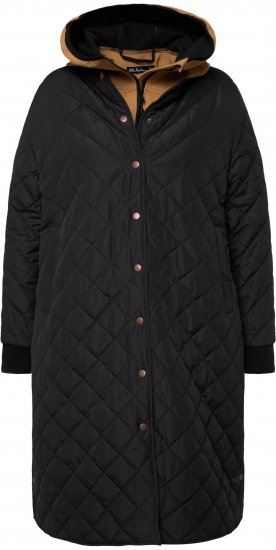 Ulla Popken 2-in-1 Quilted Fleece Lined Coat Black - Bundy - 