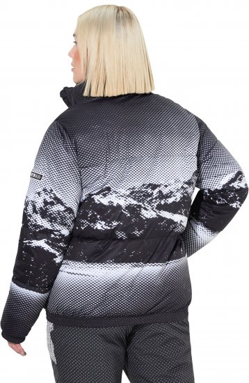 Ulla Popken HYPRAR Mountain Scene Performance Puffer Jacket Black - Bundy - 