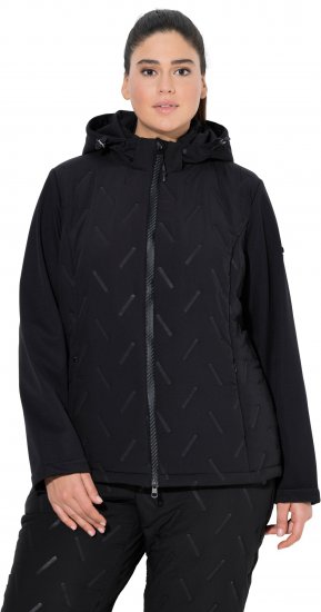 Ulla Popken Triple Function Laser Quilted Softshell Jacket Black - Bundy - 