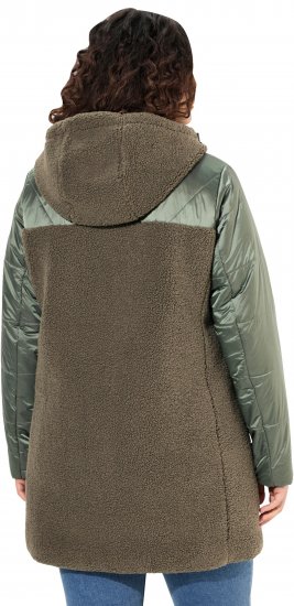 Ulla Popken Mixed Texture Fleece Quilted Jacket Olive - DÁMSKE OBLEČENIE 40-66 - 