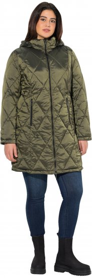 Ulla Popken HYPRAR Diamond Quilted Jacket Bottle Green - Bundy - 